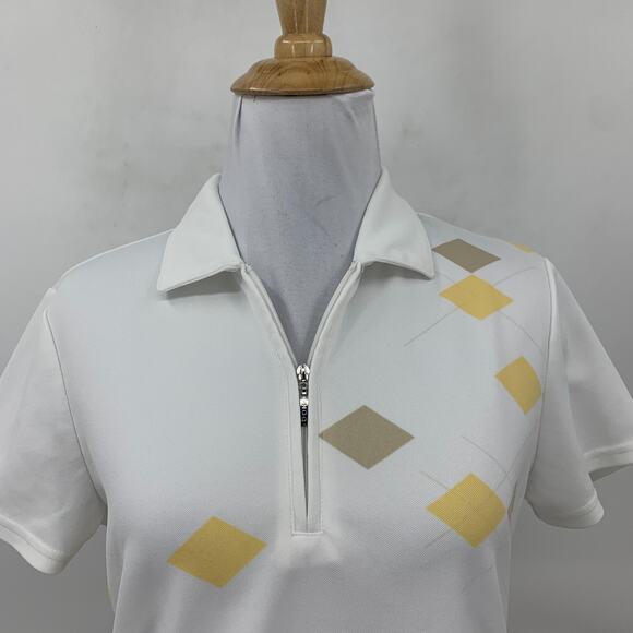 Izod Polo Shirt Womens XS Extra Small White Cool FX Short Sleeve Golf XFG Zip - Picture 3 of 11